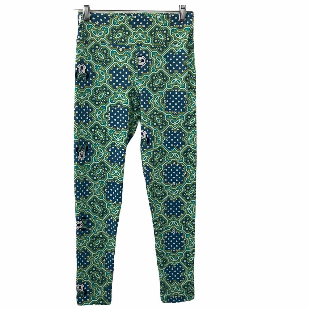 LuLaRoe Leggings Disney Minnie Mouse Womens One Size Blue Green